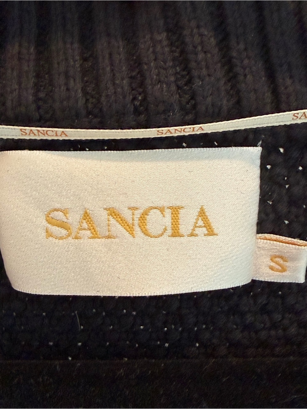 SANCIA Black Cotton Wool Chunky Knit Cardigan Size Small - Picture 2 of 5
